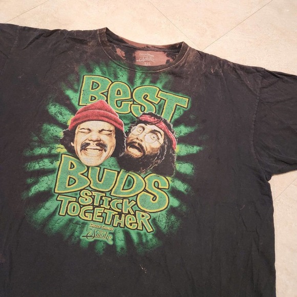 Cheech Chongs Up In Smoke Best Buds Stick Together T Shirt Mens 3XL Acid Washed - Picture 1 of 10